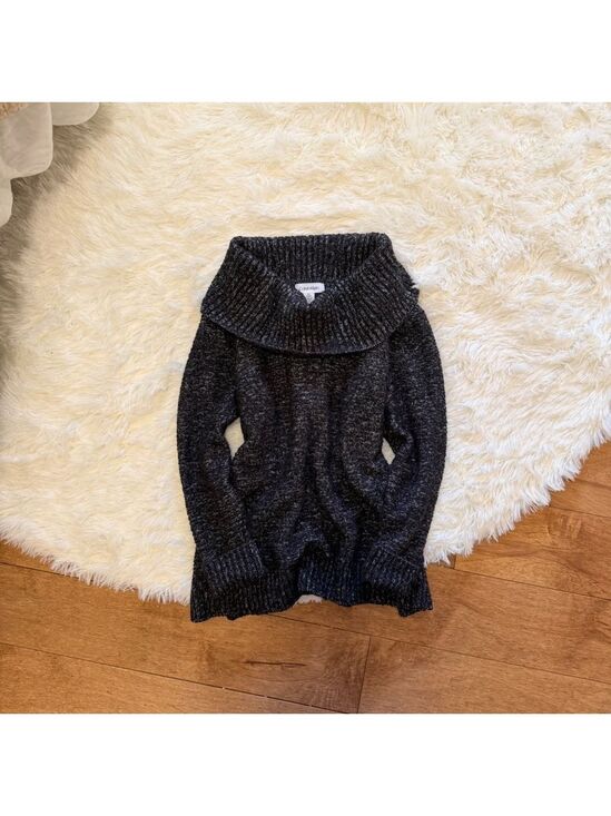 Calvin Klein Sweaters - Womens Calvin Klein Cowl Neck Sweater Charcoal Grey Knit Size Medium Minimalist